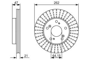 BOSCH 0 986 479 687 Диск гальмівний (передній) Honda Civic VII/VIII 05- (262x21) (вентильований)