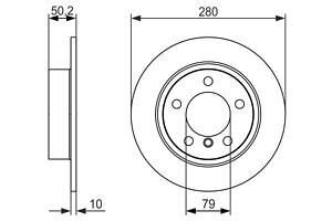 BOSCH 0 986 479 728 Диск тормозной (задний) Mini Countryman (R60)/Paceman (R61) 10-16 (280x10)