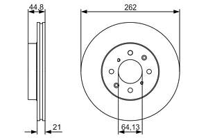 BOSCH 0 986 479 R80 Диск тормозной (передний) Jazz 08-/CRX 89-98 (262x21) (вентилированный)