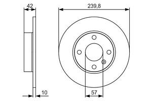 BOSCH 0 986 479 S52 Диск гальмівний (задній) Opel Astra G/H 98-/Meriva A 03- (239.8x10)