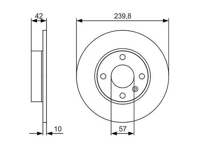 BOSCH 0 986 479 S52 Диск гальмівний (задній) Opel Astra G/H 98-/Meriva A 03- (239.8x10)