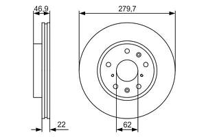 BOSCH 0 986 479 S58 Диск тормозной (передний) Fiat Sedici/Suzuki SX4 06-(279.7x22) (вентилированный)