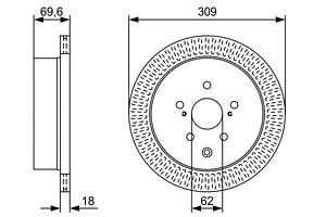 BOSCH 0 986 479 T57 Диск тормозной (задний) Lexus RX 08-15 (309x18) (вентилированный)