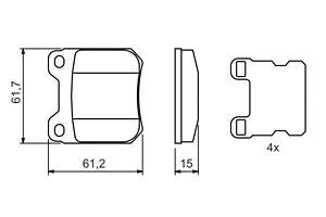 BOSCH 0 986 490 500 Колодки гальмівні (задні) Opel Omega A/B 86-03/Vectra B 95-03/Senator A/B 84-93