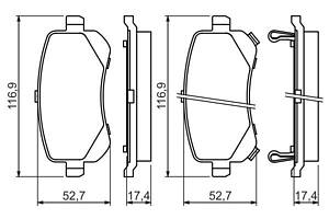 BOSCH 0 986 494 496 Колодки тормозные (задние) Chrysler Grand Voyager 07-/Dodge Journey 08-