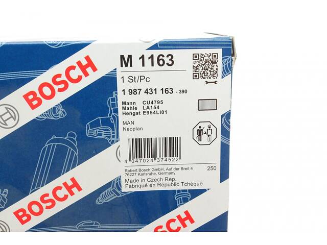 BOSCH 1 987 431 163 Салонный фильтр MAN TGA/TGL/TGM/TGS 00-/Neoplan Cityliner/Tourliner 03- - Фото 6