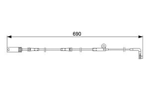 BOSCH 1 987 473 046 Датчик износа тормозных колодок (передних) (R) BMW 5 (E60/E61) 04-10 (L=690mm)