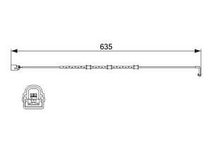 BOSCH 1 987 474 515 Датчик зносу гальмівних колодок (задніх) Jaguar XF I/XJ/XK 8/XK 09- (L=635mm)