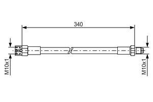 BOSCH 1 987 476 129 Шланг тормозной (передний) Volvo 740/760/780/850/940/960/C70/S70/V70/XC70 (L=340mm)