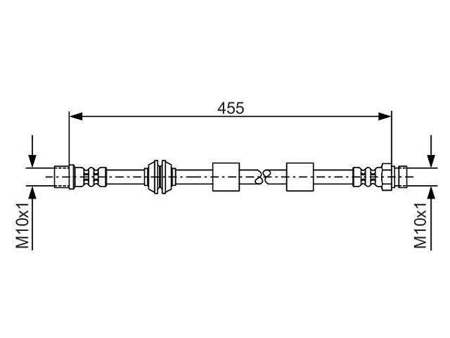 BOSCH 1 987 476 170 Шланг тормозной (передний) Ford Galaxy/VW Sharan 1.9-2.0 TDI 95-10 (L=458mm)