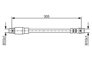 BOSCH 1 987 476 171 Шланг тормозной (передний) Audi A4 00-09 (L=305mm)