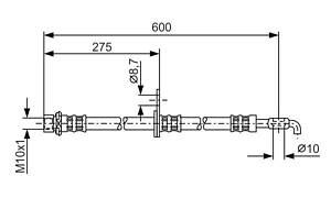 BOSCH 1 987 476 229 Шланг тормозной (передний) (R) Toyota Avensis/Corolla 1.4-2.4D 01-08 (L=588mm)