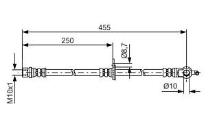 BOSCH 1 987 481 389 Шланг тормозной (передний) Lexus RX/Toyota Avensis 99-08 (R) (L=500mm)