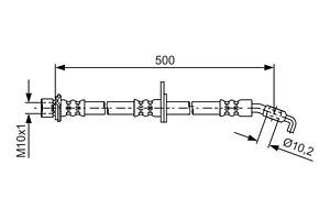 BOSCH 1 987 481 614 Шланг гальмівний (передній) Toyota Avensis 99-03 (L) (L=500mm)