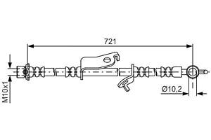 BOSCH 1 987 481 635 Шланг тормозной (передний) Toyota Prius/Lexus CT 08- (L=721mm)