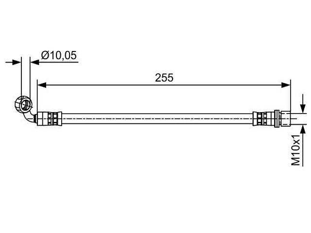 BOSCH 1 987 481 647 Шланг гальмівний (задній) Lexus GX/Toyota Land Cruiser 01- (L) (L=255mm)