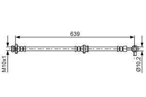 BOSCH 1 987 481 696 Шланг тормозной (передний) Nissan Juke 10-19 (L=639mm) (L)