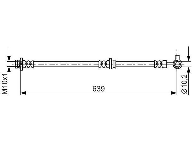 BOSCH 1 987 481 697 Шланг тормозной (передний) Nissan Juke 10-19 (L=639mm) (R)