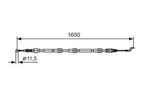 BOSCH 1 987 482 016 Трос ручника (задний) VW T5 04-09 (1650/1285mm)