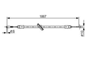 BOSCH 1 987 482 028 Трос ручника (центральний) MB Sprinter/VW Crafter 06- (1867/365mm)