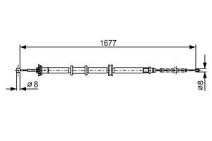 BOSCH 1 987 482 208 Трос ручника (задній) (L) Citroen Nemo/Peugeot Bipper 08- (1677/1402mm)