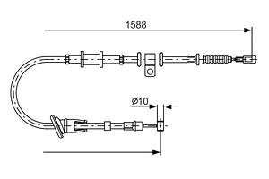 BOSCH 1 987 482 245 Трос ручника (задній) (L) Mitsubishi Carisma 95-06 (1588/1472mm)