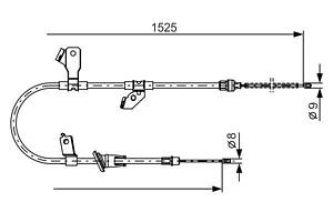 BOSCH 1 987 482 247 Трос ручника (задній) (L) Mitsubishi Colt 04-12 (1525/1315mm)