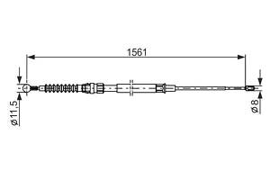 BOSCH 1 987 482 264 Трос ручника (задній) VW Touran 03-15 (1561/896mm)