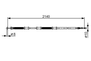 BOSCH 1 987 482 287 Трос ручника (задний) (R) Fiat Doblo 1.2-1.9JTD 01- (2140/1844mm)