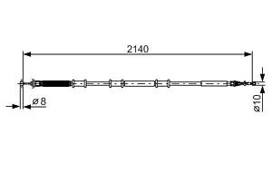 BOSCH 1 987 482 288 Трос ручника (задний) (L) Fiat Doblo 05- (2140/1844mm)