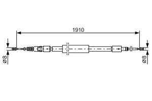 BOSCH 1 987 482 318 Трос ручника (задній) Citroen C3 09- (1910/1110mm)