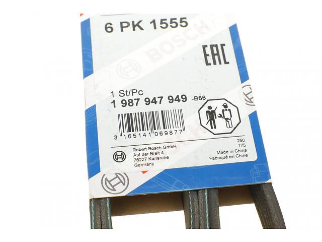 BOSCH 1 987 947 949 Ремень генератора поликлиновый VW T5/Amarok 2.0TDI 09-/Ford Focus/Kuga/Galaxy 98-/Opel Astra J/Insig - Фото 6