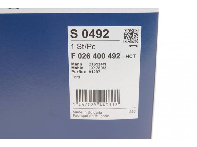 BOSCH F 026 400 492 Фільтр повітряний Ford Transit 1.5/1.6 TDCi 13- - Фото 5
