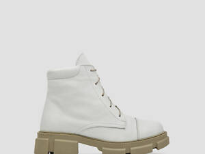 Ботинки белые демисезон кожа натуральная тракторная подошва