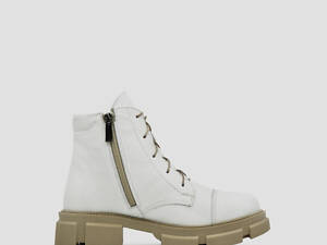 Ботинки белые демисезон кожа натуральная тракторная подошва 38