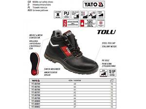 Чоботи робочі YATO шкіра TOLU захист S3 розмір 39 YT-80794