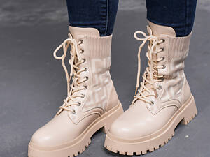 Ботинки женские Fashion Horseshoe 3367 39 размер 25 см Бежевый