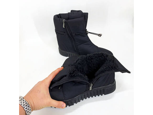Черевики жіночі утеплені чорні 38р 25см, Жіночі зимові дутики - Фото 2