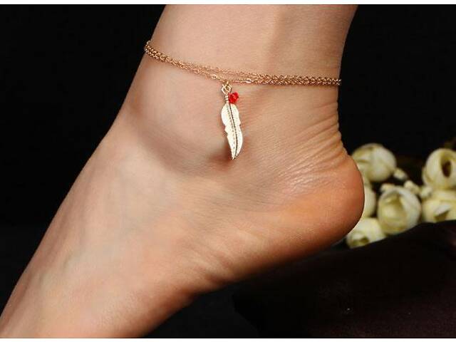 Браслет на ногу (Анклет) Primo - Feather Gold - Фото 1