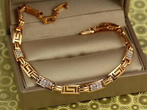 Браслет Xuping Jewelry грецький з фіанітами 22 см 6 мм золотистий love-shopping