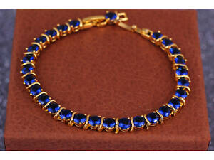 Браслет Xuping Jewelry искры салюта с синими камнями 19.5 см 5 мм золотистый love-shopping