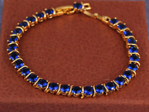 Браслет Xuping Jewelry іскри салюта с синіми каменями 19.5 см 5 мм золотистий love-shopping