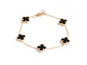 Браслет з жовтого золота з вставками з оніксу BR-0329 21.5