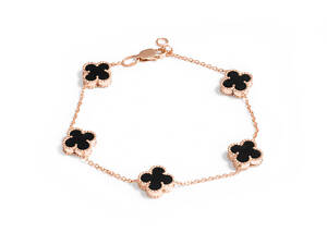 Браслет з червоного золота з вставками з оніксу BR-0328 21.5