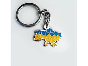 Брелок Dobroznak Карта Украины Желто-голубая 30х30 мм (6350)