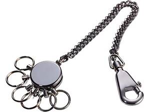 Брелок с карабином Troika с цепочкой и шестью кольцами Серебристый