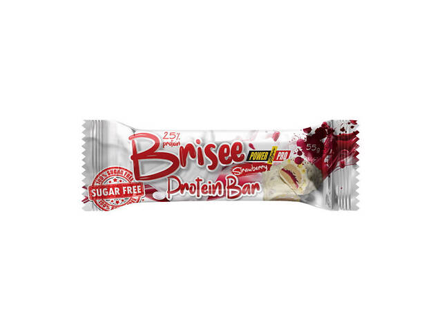 Brisee Protein Bar 25% sugar free (55 g, strawberry) - Фото 1 Brisee Protein Bar 25% sugar free (55 g, strawberry) - Фото 1