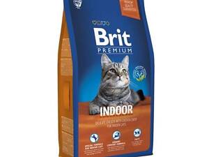 Brit Premium Cat Indoor Chicken (Брит Премиум Кет Индор Курица) сухой корм для малоактивных котов 8 кг.