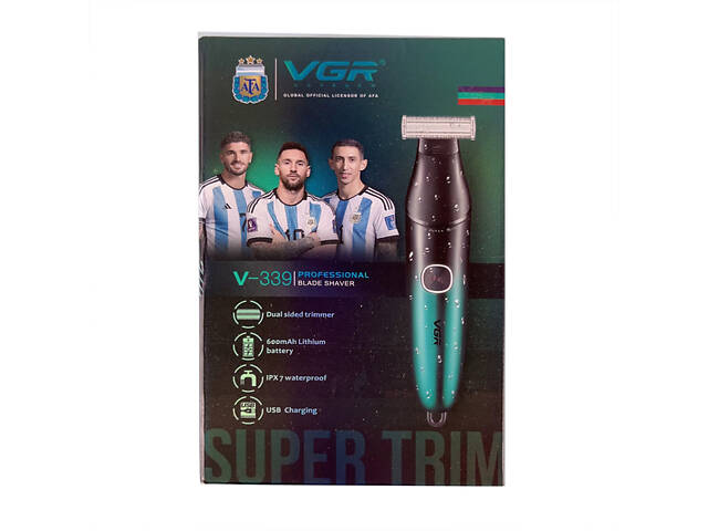 Бритва-триммер VGR V-339 GREEN з водонепроникним корпусом IPX7 та 4 насадками (46255-V-339 GREEN_392) - Фото 8