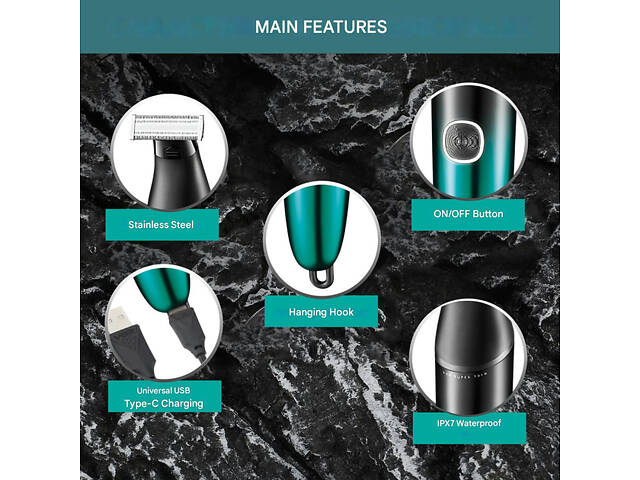 Бритва-триммер VGR V-339 GREEN з водонепроникним корпусом IPX7 та 4 насадками (46255-V-339 GREEN_392) - Фото 10